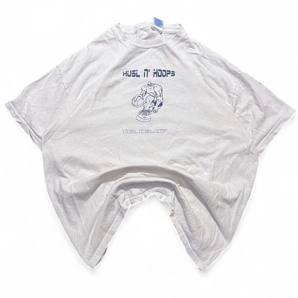 Vintage Y2K Husl n Hoops Basketball Sponsored Graphic White T Shirt Sz XL Gildan - Picture 1 of 5